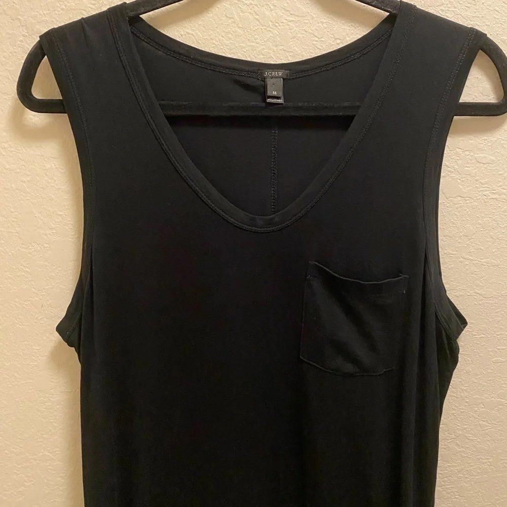 J. Crew Black Sleeveless Lightweight Midi Dress With Front Pocket Size Medium
